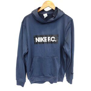Nike F.C. Football Hoodie Dri-Fit Blue Size Large